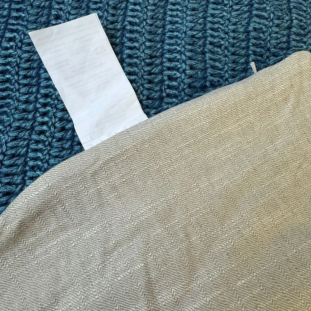 Villa Macie Pillow Cover in Blue Stonewashed Belgian Flax Linen Woven Front NEW